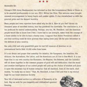 A letter from the army to the congressman